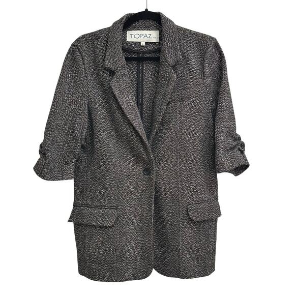 Topaz Jackets & Blazers - Vintage Classic Wool Tweed Oversized Sport Coat Jacket Blazer Women’s Size Large